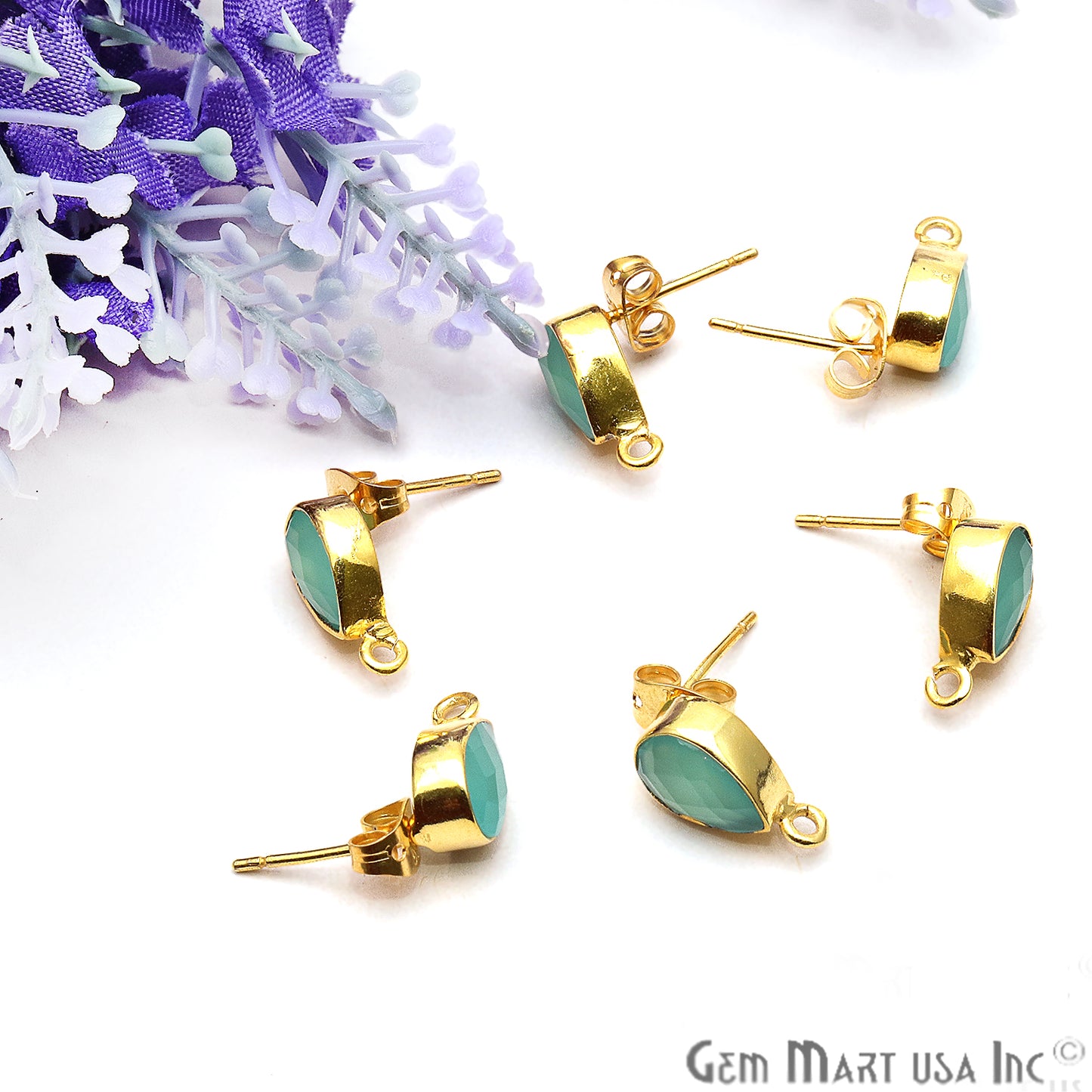 DIY Pear 13x7mm Gold Bail Gemstone stud Earring (Pick Your Gemstone) - GemMartUSA