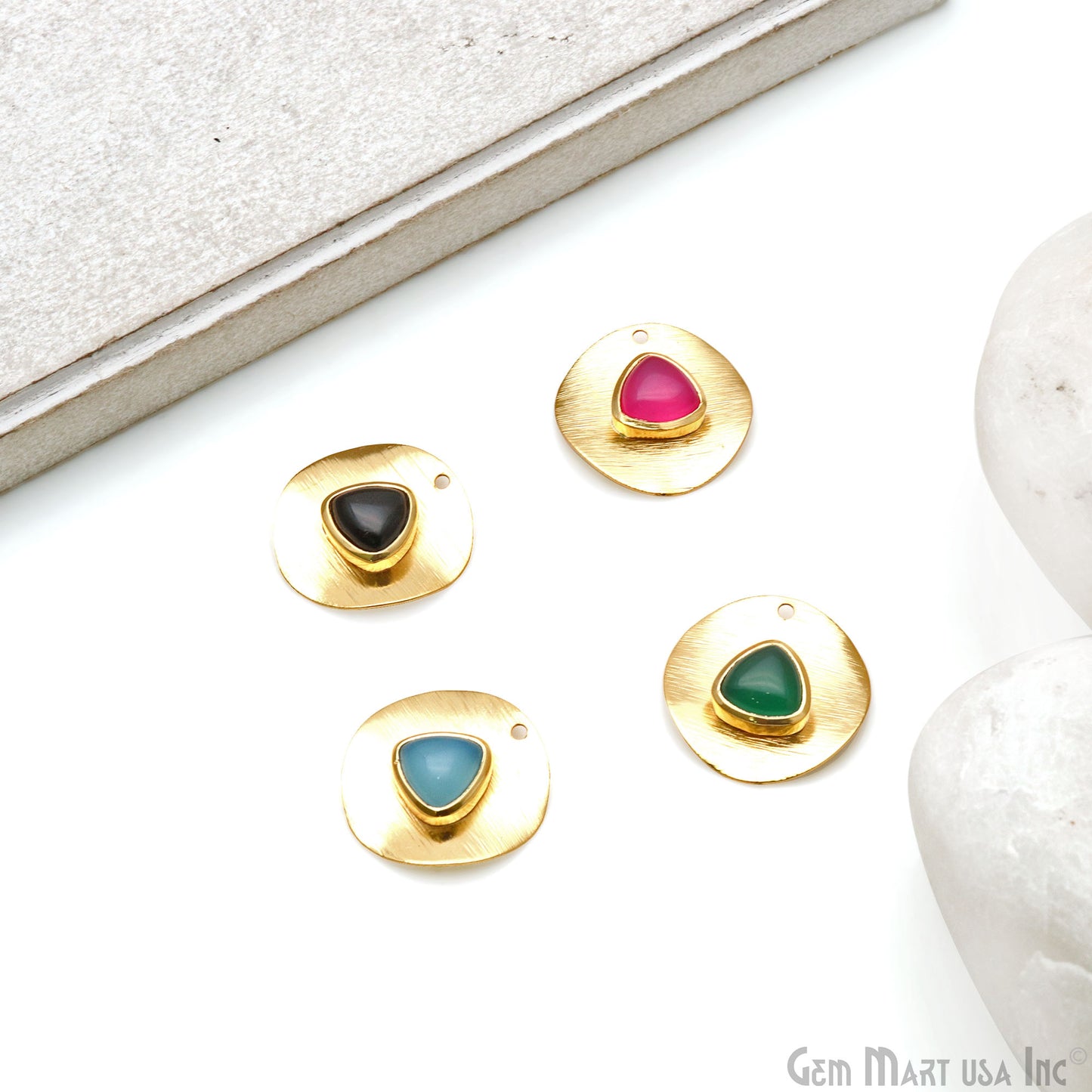 DIY Gemstone Trillion Gold Plated Connector Pendant