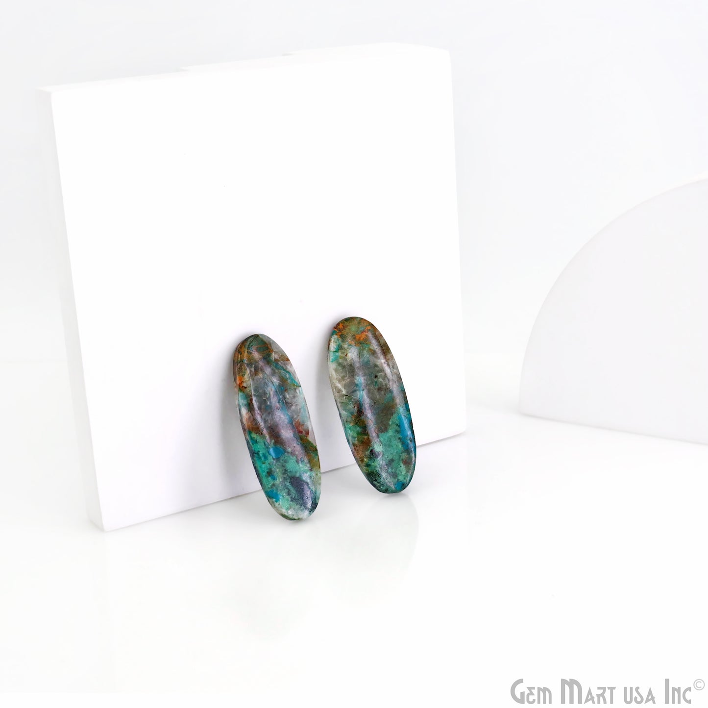 Chrysocolla Oval Shape 37X14mm Loose Gemstone For Earring Pair