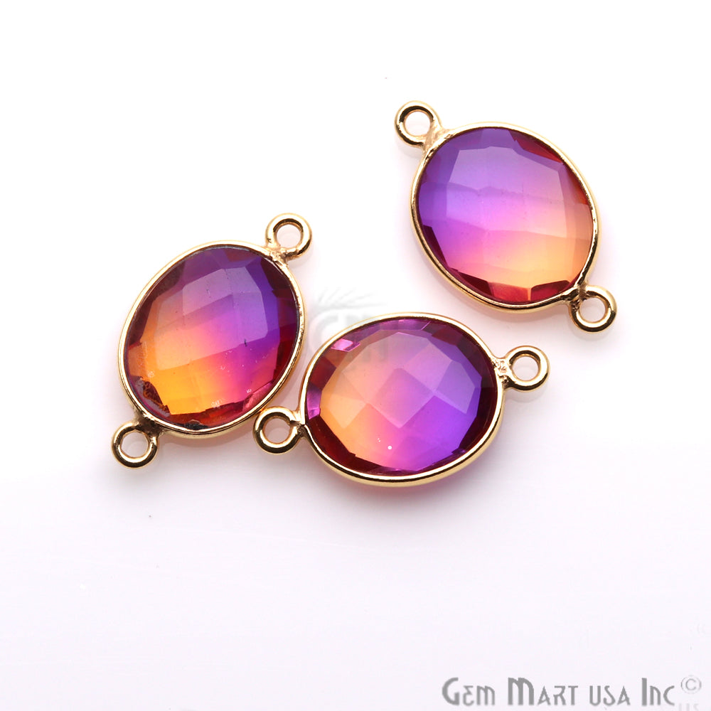 Doublet Aura Quartz 10x12mm Oval Connector (Pick Color,Plating,Bail) - GemMartUSA