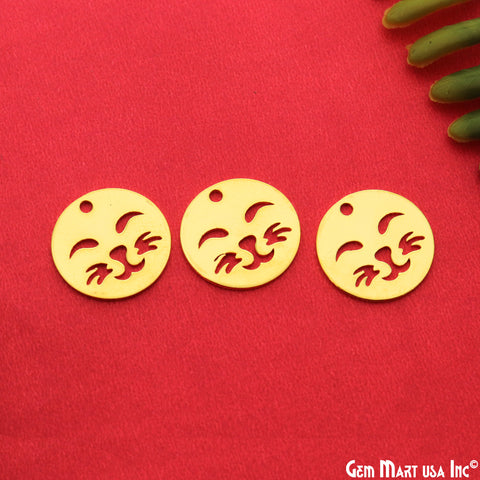 Cat Face Charm Laser Finding Gold Plated 18mm Charm For Bracelets & Pendants