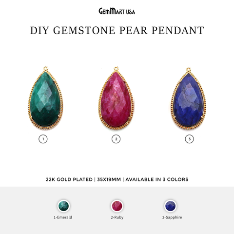 DIY Pears Gemstone 35x19mm Gold Finding Connector 1PC