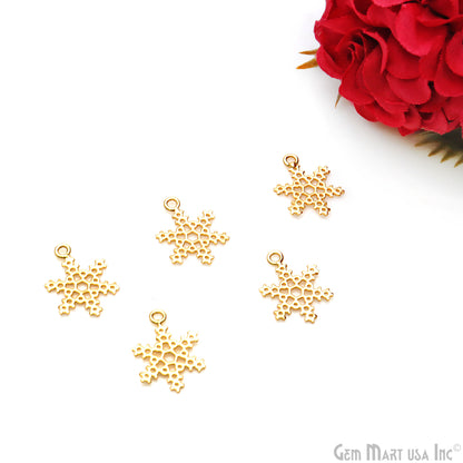 Snowflake Shape 21x15mm Gold Plated Textured Charm Minimalist Finding