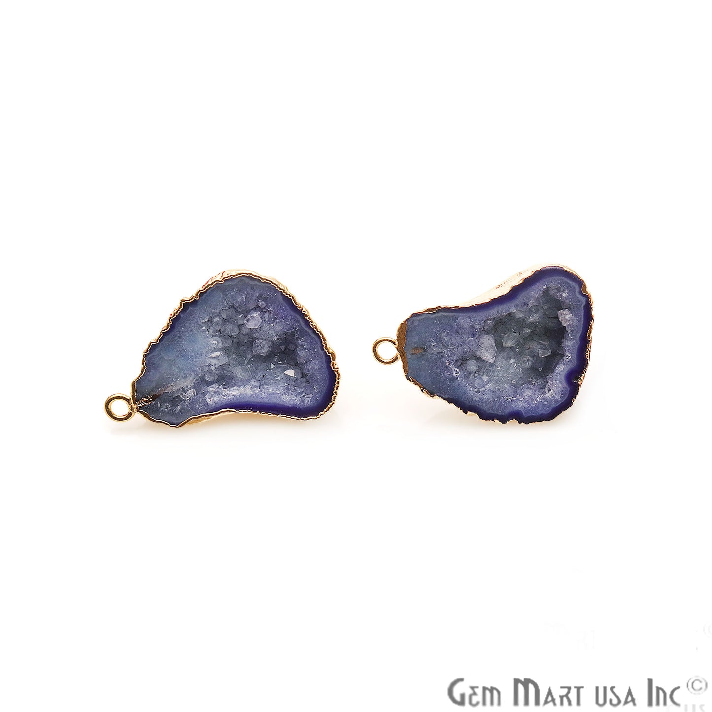 DIY Agate Slice Geode Druzy 16x27mm Gold Electroplated Loop Connector Studs Earrings - GemMartUSA