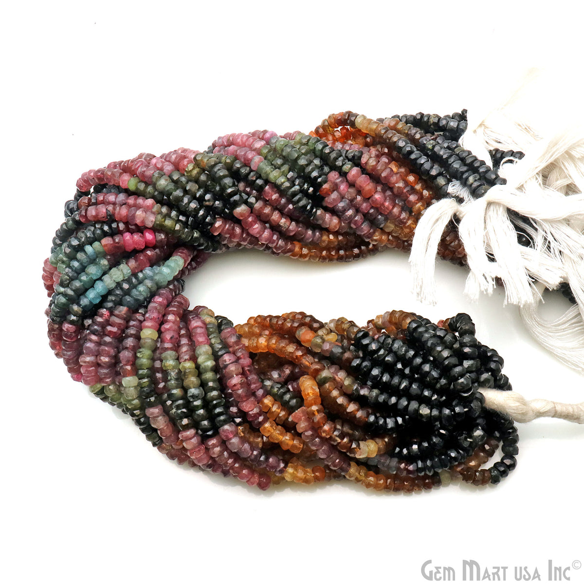 Multi Tourmaline Faceted 4-5mm Gemstone Beads Strand 14"