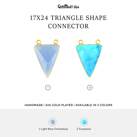 Triangle 17x24mm Gold Plated Bail Bezel Gemstone Connector
