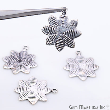 Flower Shape Oxidized 22x18mm Charm For Bracelets & Pendants - GemMartUSA