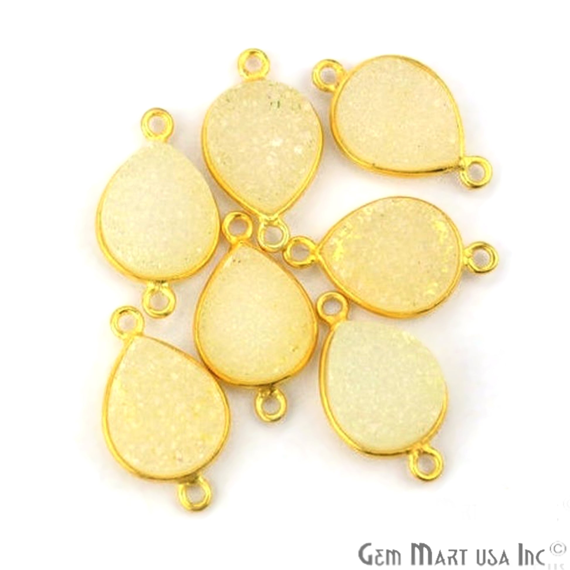 Yellow Color Druzy 10x12mm Pears Gold Bezel Double Bail Gemstone