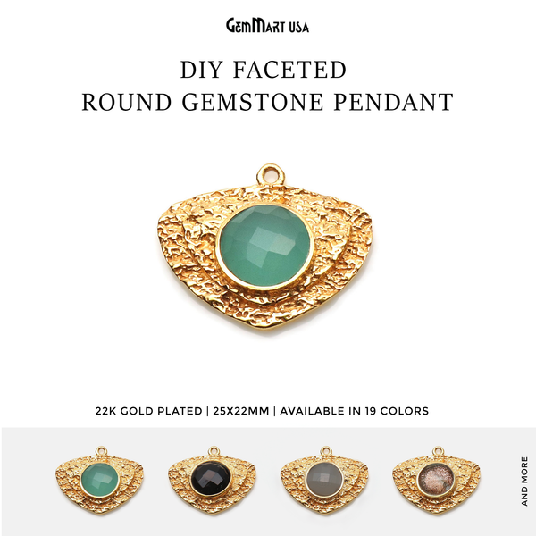 Gemstone Trillion Gold Plated...