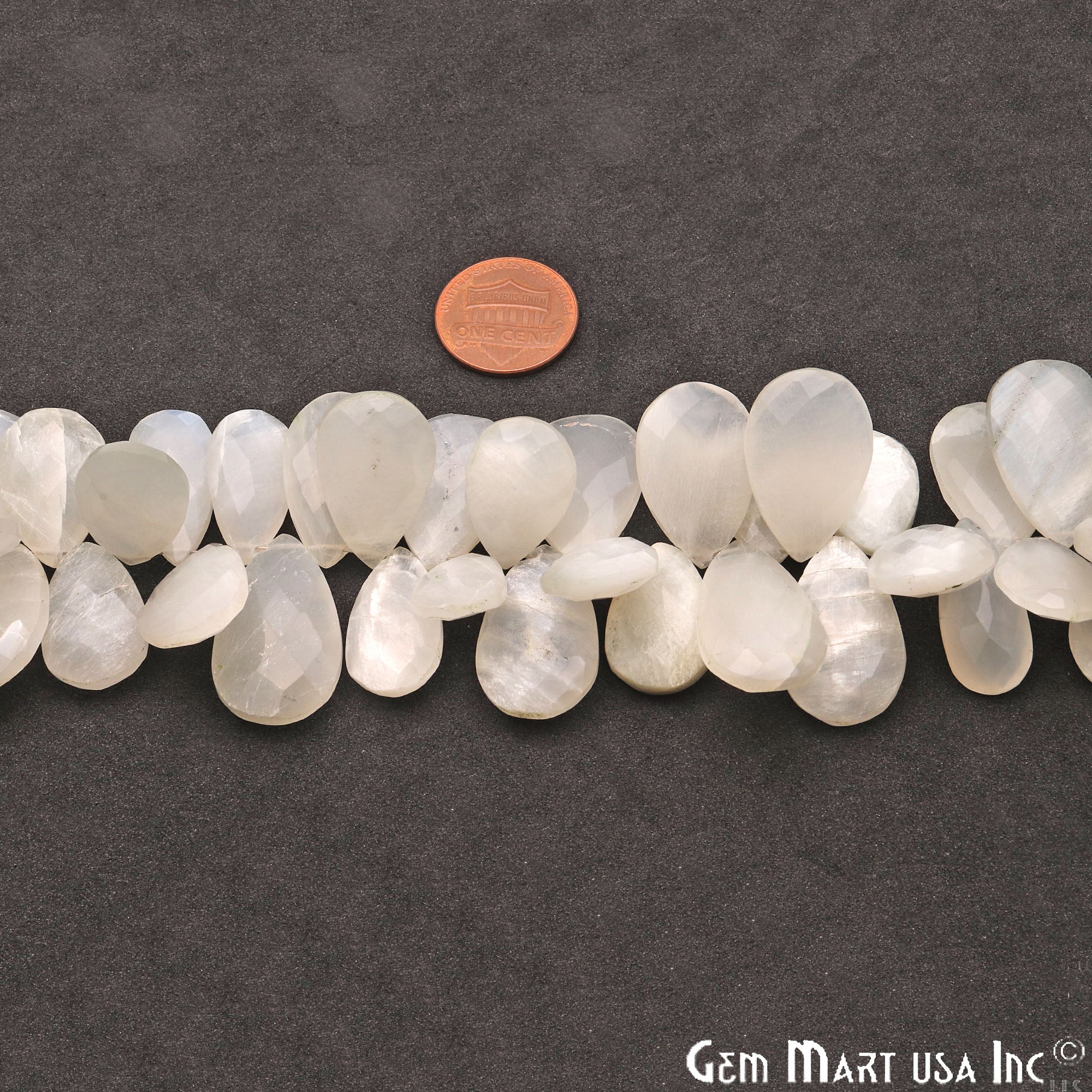 Rainbow Moonstone Pears Shape 23x14mm Briolette Beads, Rondelle Beads 9 Inch Length - GemMartUSA