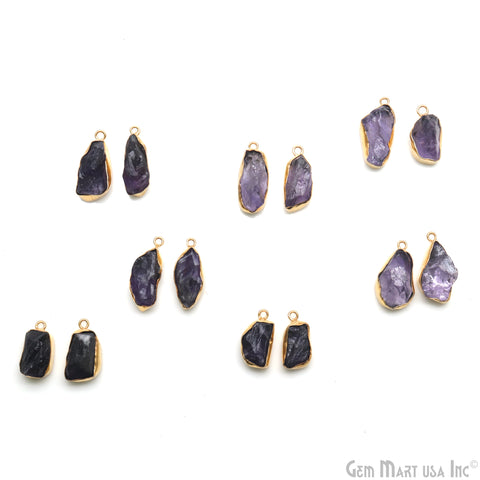 DIY Amethyst Organic 24x10mm Gold Electroplated Finding Earing Connector