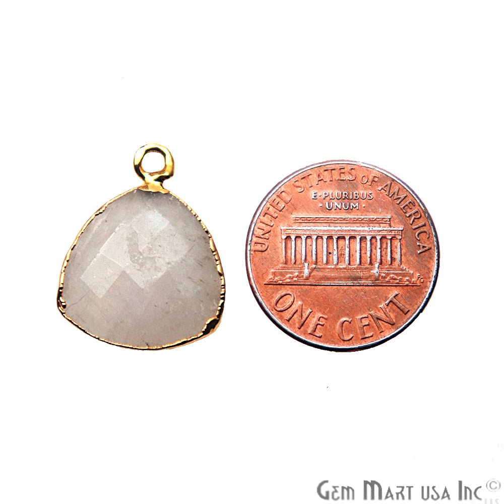 Rainbow Moonstone 16mm Trillion Gold Edged Gemstone Connector - GemMartUSA