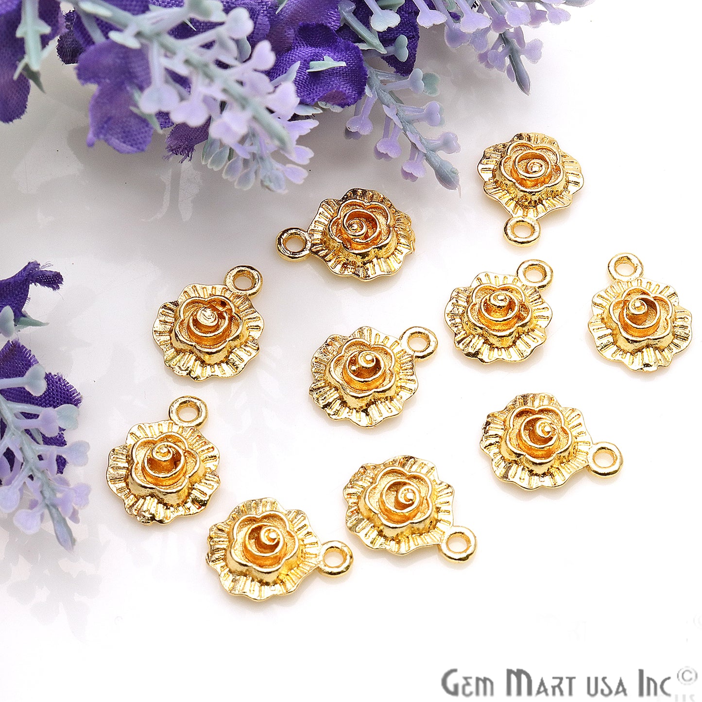 Flower Shape Finding 15x12mm Chandelier Jewelry Charm (Pick Plating) - GemMartUSA