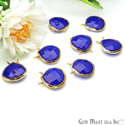 Gemstone 22x20mm Heart Shape Gold Electroplated Connector