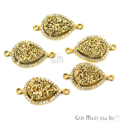 Druzy Pears Shape 10x12mm Cubic Zirconia Pave Gemstone Connector (Pick Your Druzy) - GemMartUSA