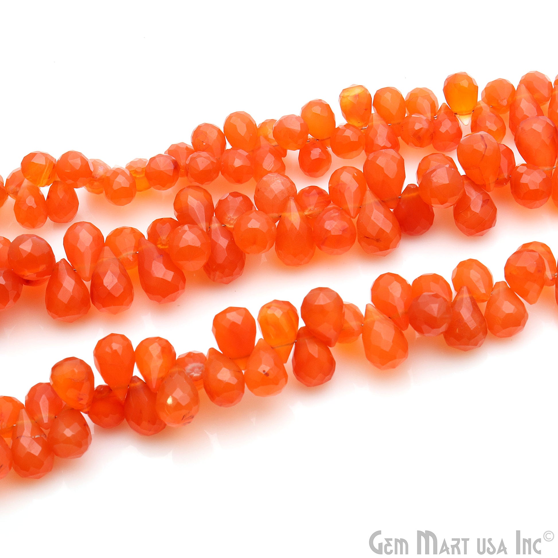 Carnelian Drop Faceted Gemstone Bead 6x10mm Rondelle Bead Strand - GemMartUSA