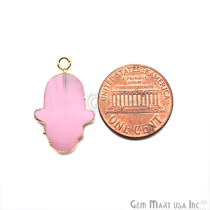 Hamsa Shape 20x15mm Gold Electroplated Gemstone Connector (Pick Your Gemstone) - GemMartUSA