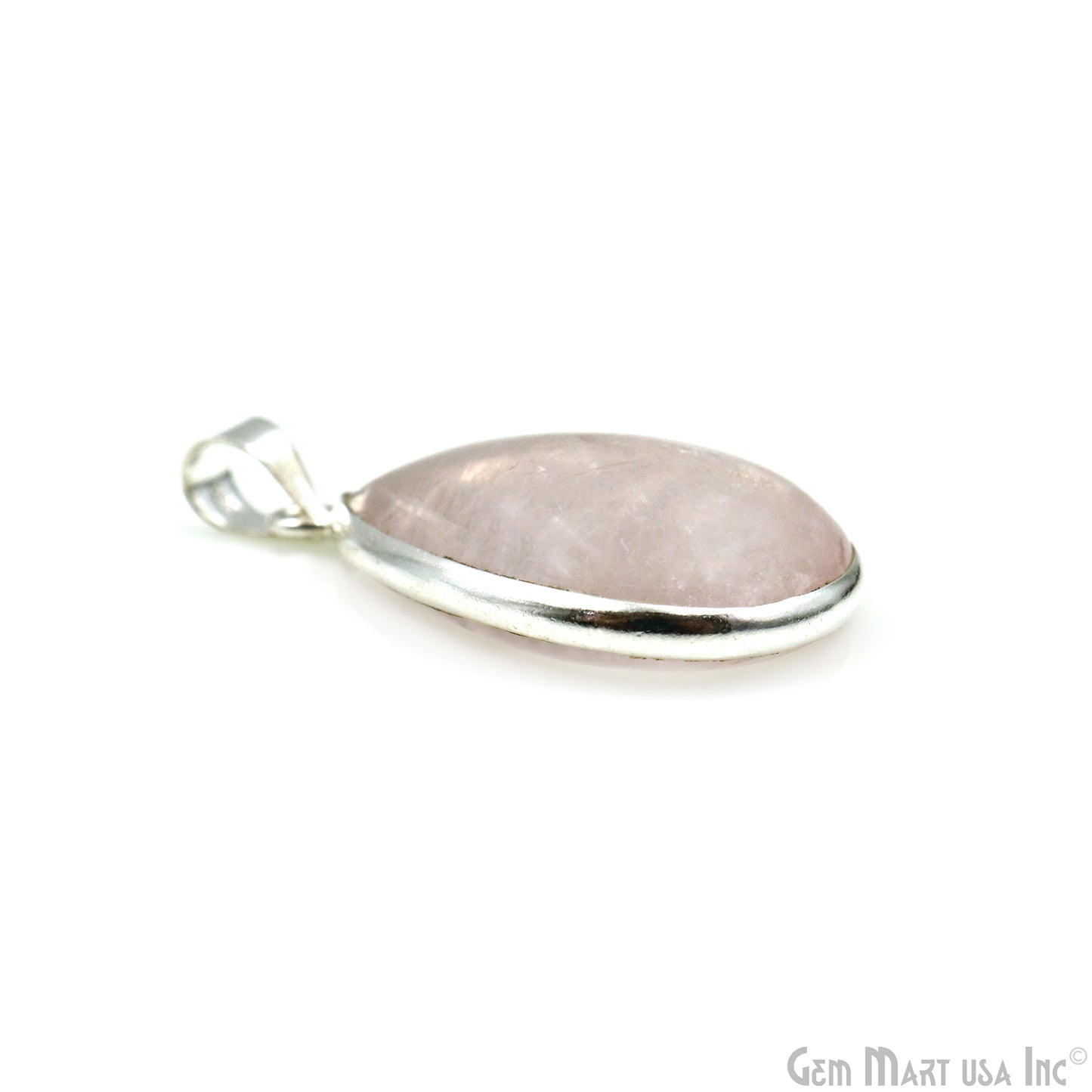 Rose Quartz Gemstone Pears 35x22mm Sterling Silver Necklace Pendant 1PC