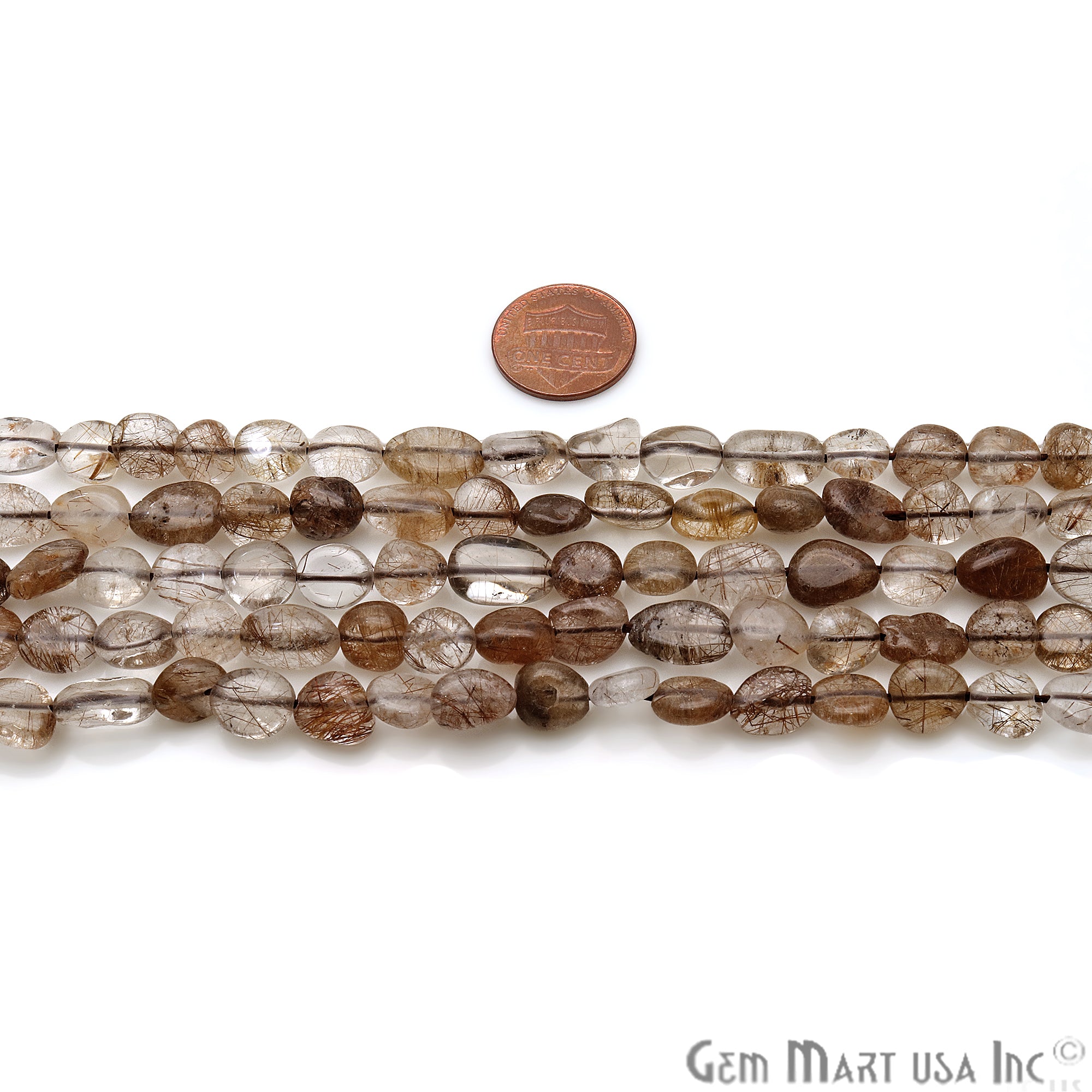 Brown Rutile 9x5mm Tumble Rondelle Beads Strands 14Inch - GemMartUSA
