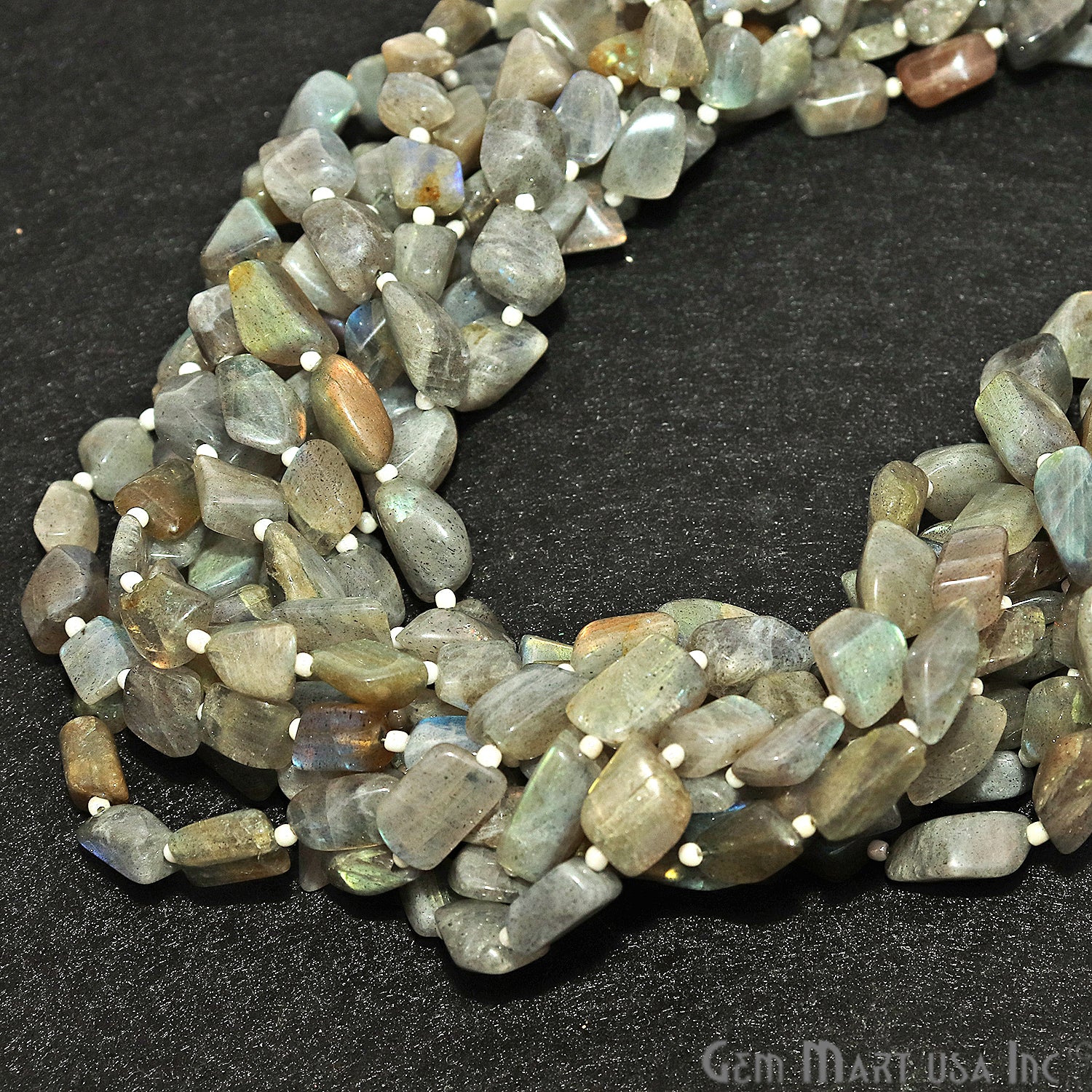 Labradorite Free Form 10x7mm Tumble Beads Gemstone Strands - GemMartUSA