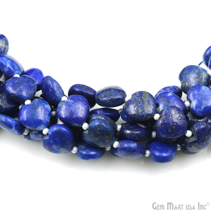 Lapis Heart Beads, 7 Inch Gemstone Strands, Drilled Strung Briolette Beads, Heart Shape, 10mm