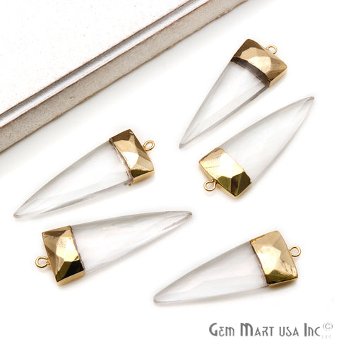 Gemstone Trillion 45x15mm Gold Electroplated Single Bail Connector (Pick Stone) - GemMartUSA