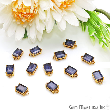 Sapphire Prong Setting Gold Plated Double Bail Gemstone Connector - GemMartUSA