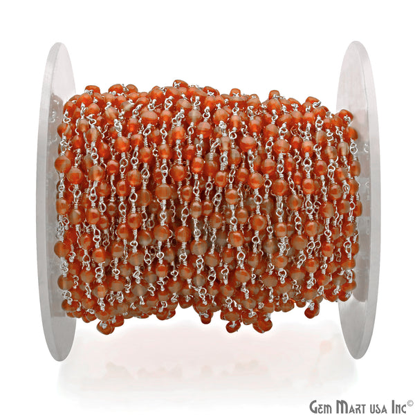 Carnelian Faceted 3-4mm Silver...