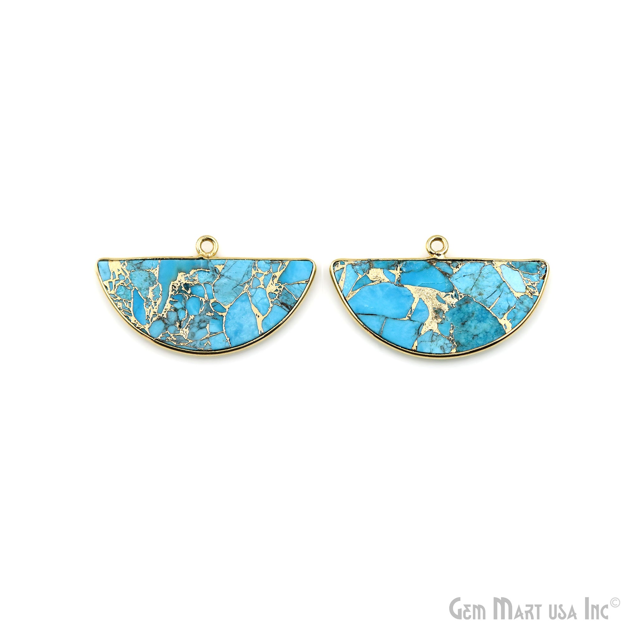 Turquoise Mohave 29x16mm Gold Plated Single Bail Earring Connector 1 Pair