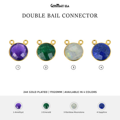 Round 16mm Cat Bail Gold Bezel Gemstone Connector