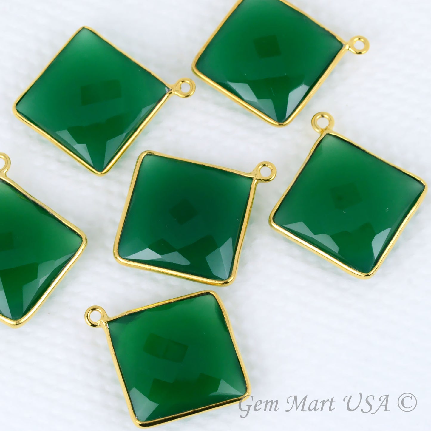 Square 16mm Single Bail Gold Bezel Gemstone Connector