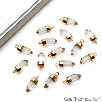 Gemstone 19x7mm Pencil Point Gold Electroplated Single Bail Connector (Pick Gemstone) - GemMartUSA