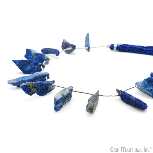 Lapis Rough Beads, 9.5 Inch Gemstone Strands, Drilled Strung Briolette Beads, Free Form, 12x20mm