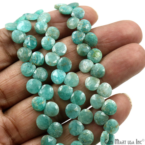 Amazonite Opal Heart Beads, 7 Inch Gemstone Strands, Drilled Strung Briolette Beads, Heart Shape, 7mm