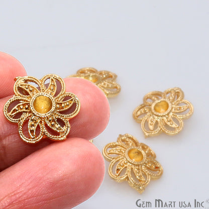 Flower Shape Gold Plated Finding Jewelry Charm - GemMartUSA