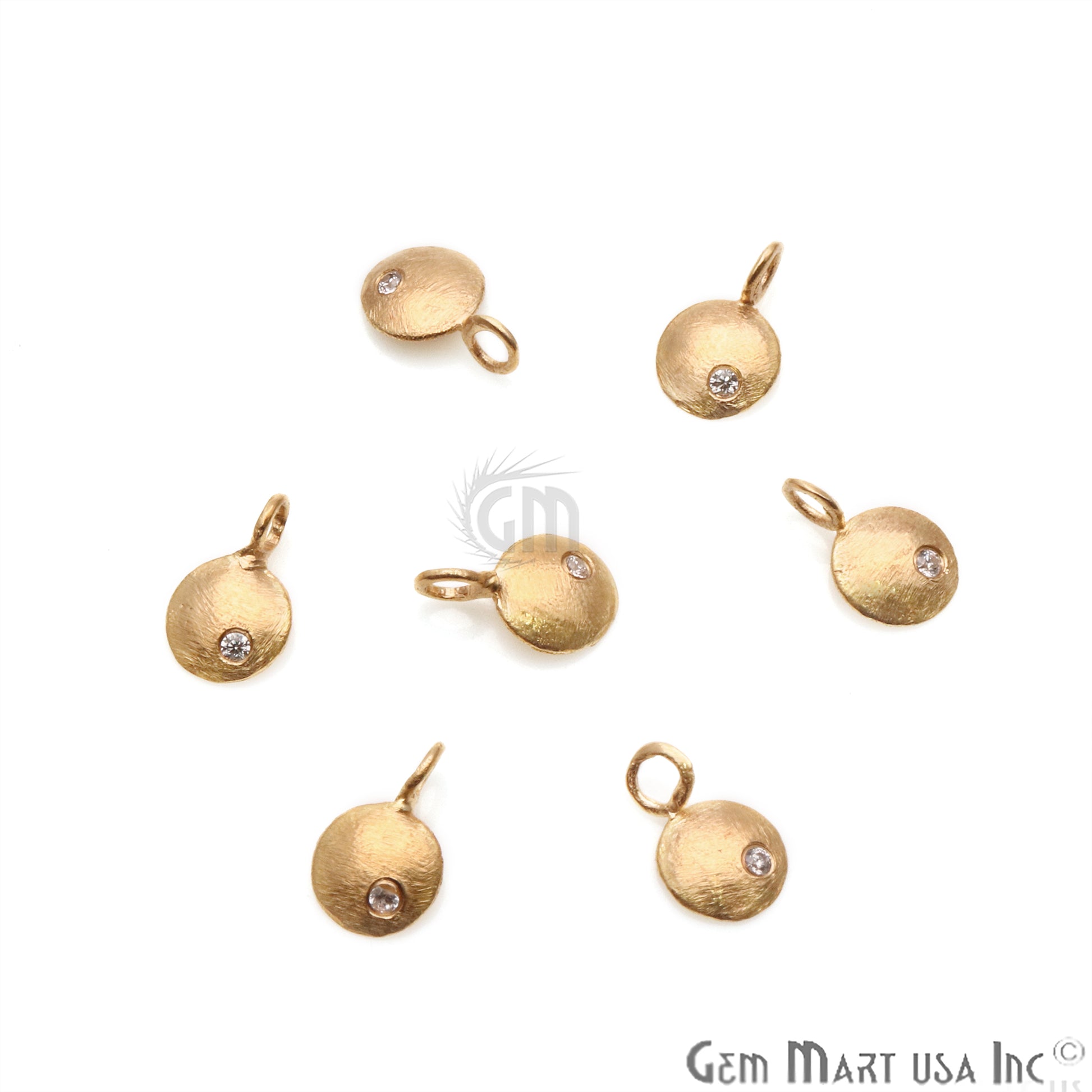 Round Shape 11x7mm Gold Plated Finding Charm, DIY Jewelry - GemMartUSA