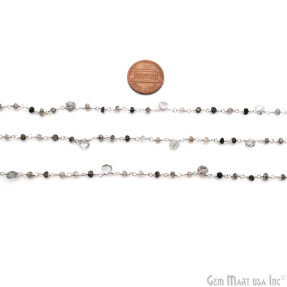 Rutilated Faceted Beads Silver Wire Wrapped Beads Rosary Chain