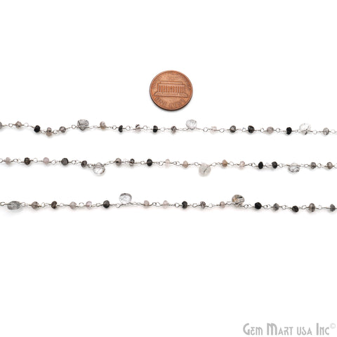 Rutilated Faceted Beads Silver Wire Wrapped Beads Rosary Chain