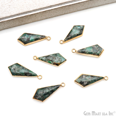 Mohave Turquoise Triangle Shape 28x12mm Gold Electroplated Single Bail Mojave Gemstone