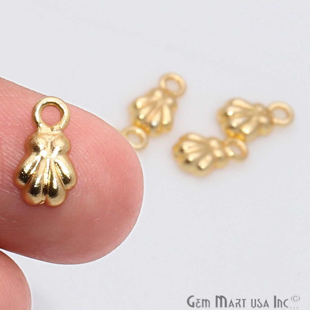 5pc Lot Seashell Finding 9x5mm Gold Plated Jewelry Making Charm - GemMartUSA