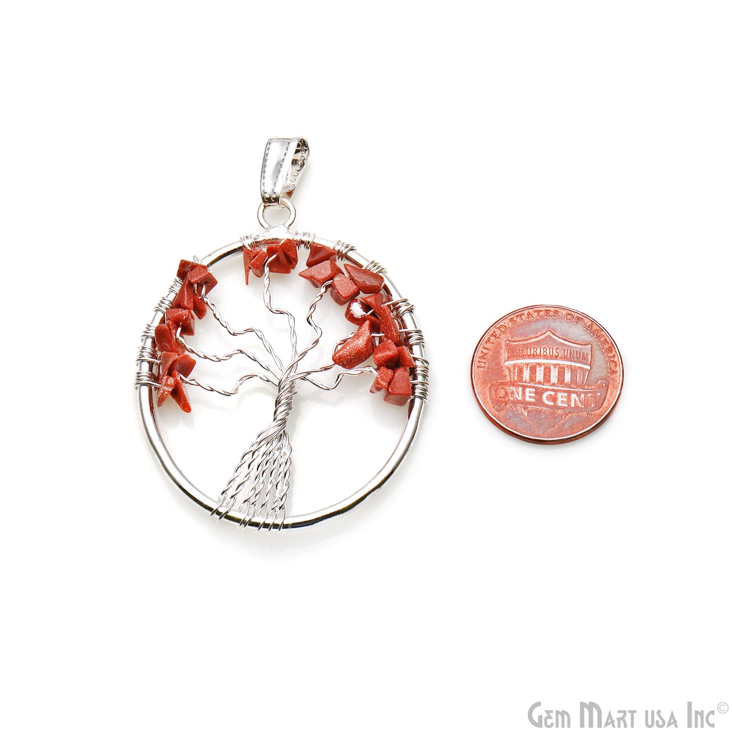 Tree of Life Red Jasper Oval Silver Wire Wrapped 46x35mm Chakra Pendant