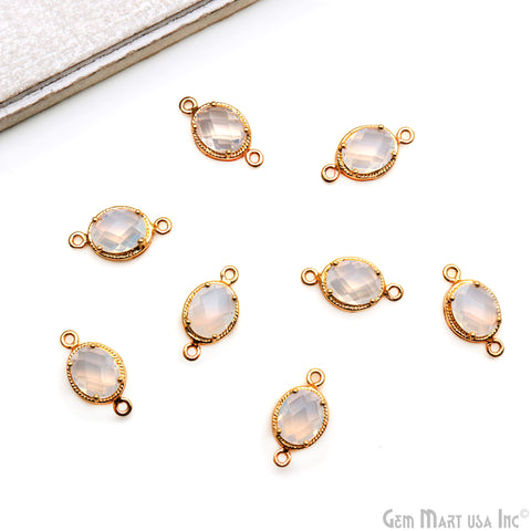 DIY Oval Gemstone 17x10mm Gold Plated Connector 1PC