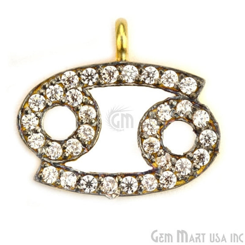 Cancer' CZ Pave Gold Vermeil Charm for Bracelet & Pendants - GemMartUSA