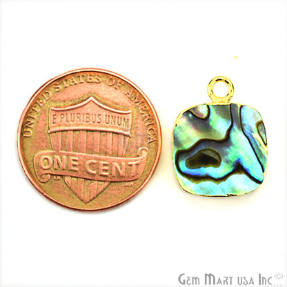 Abalone 12mm Cushion Shape Gold Electroplated Single Bail Gemstone Connector - GemMartUSA