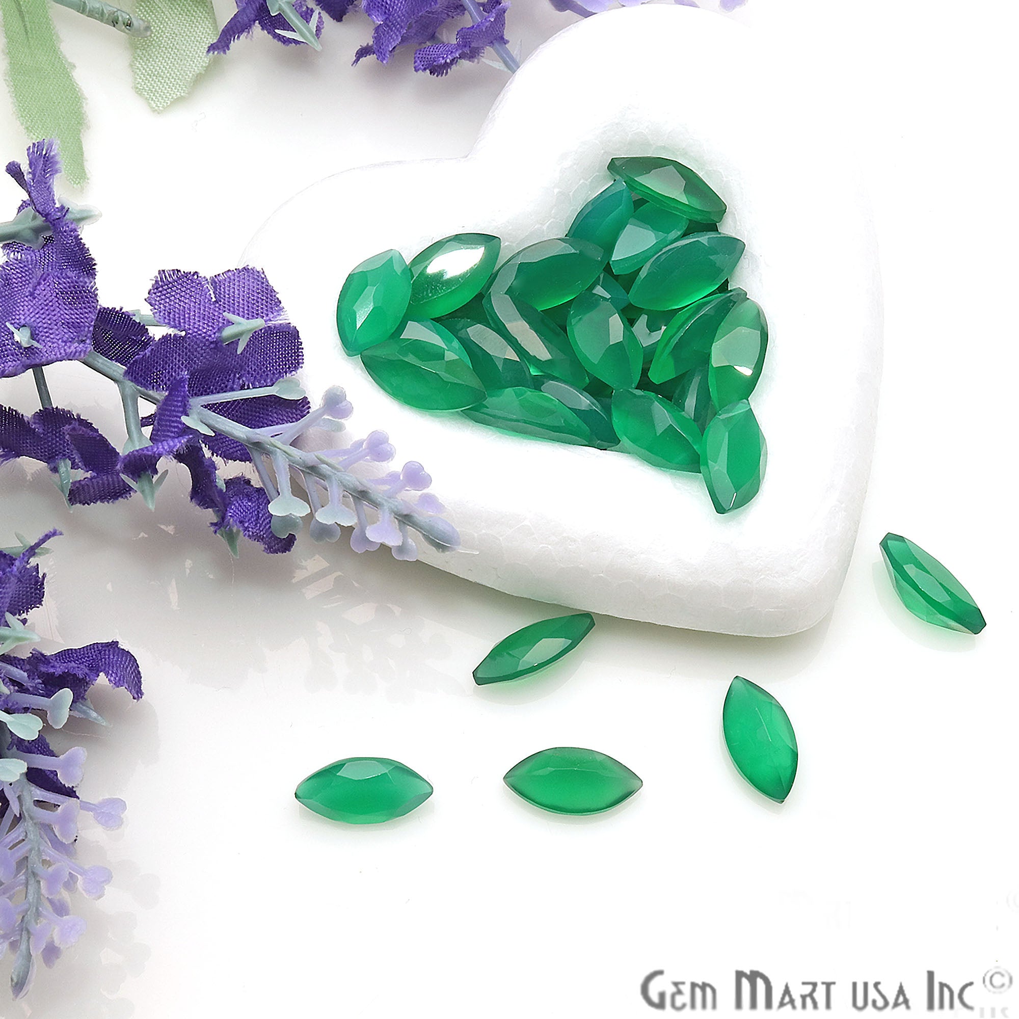 Green Onyx Marquise Shape 6x12mm Faceted Loose Gemstone - GemMartUSA