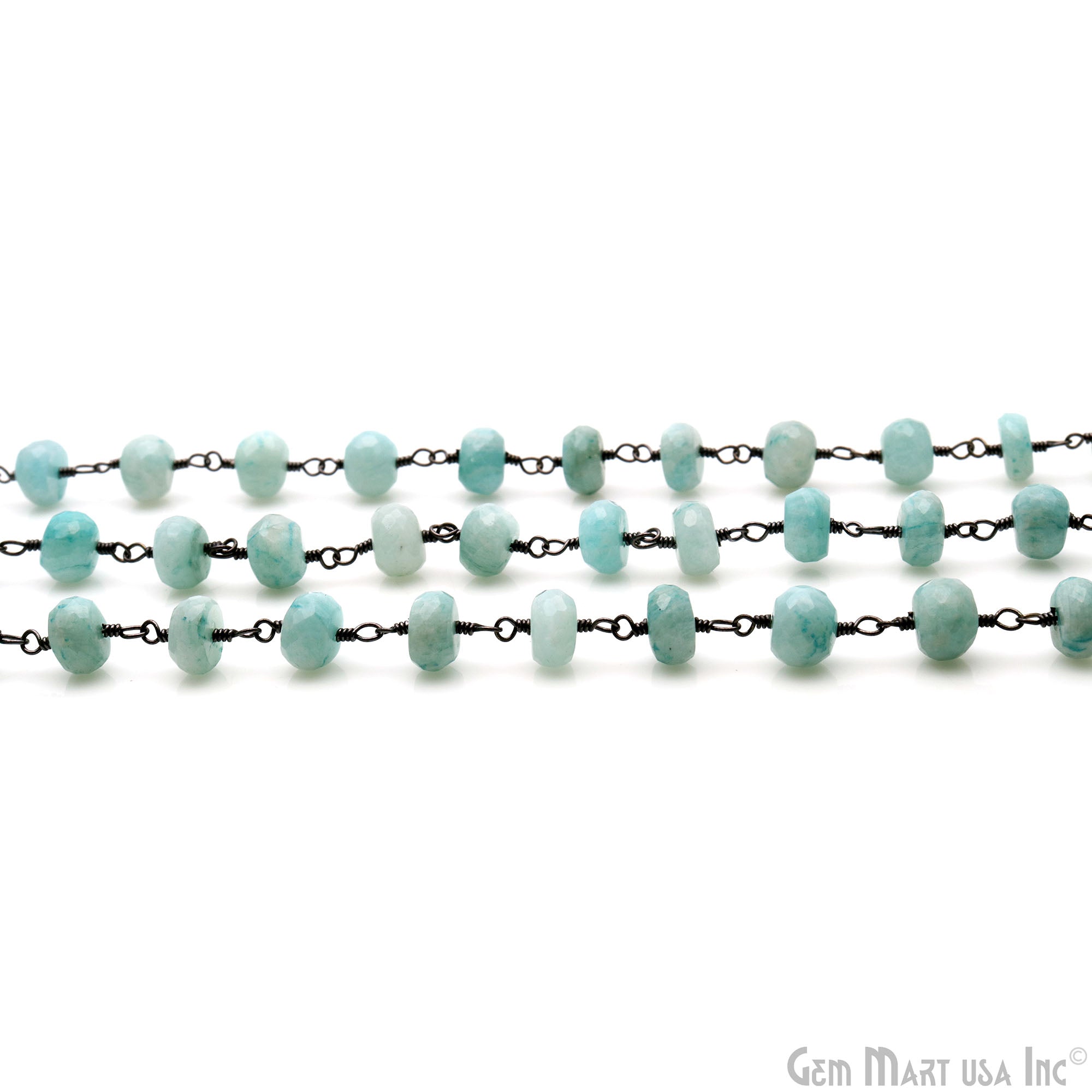 Amazonite Oxidized Wire Wrapped Rondelle Beads Chain (762817740847)