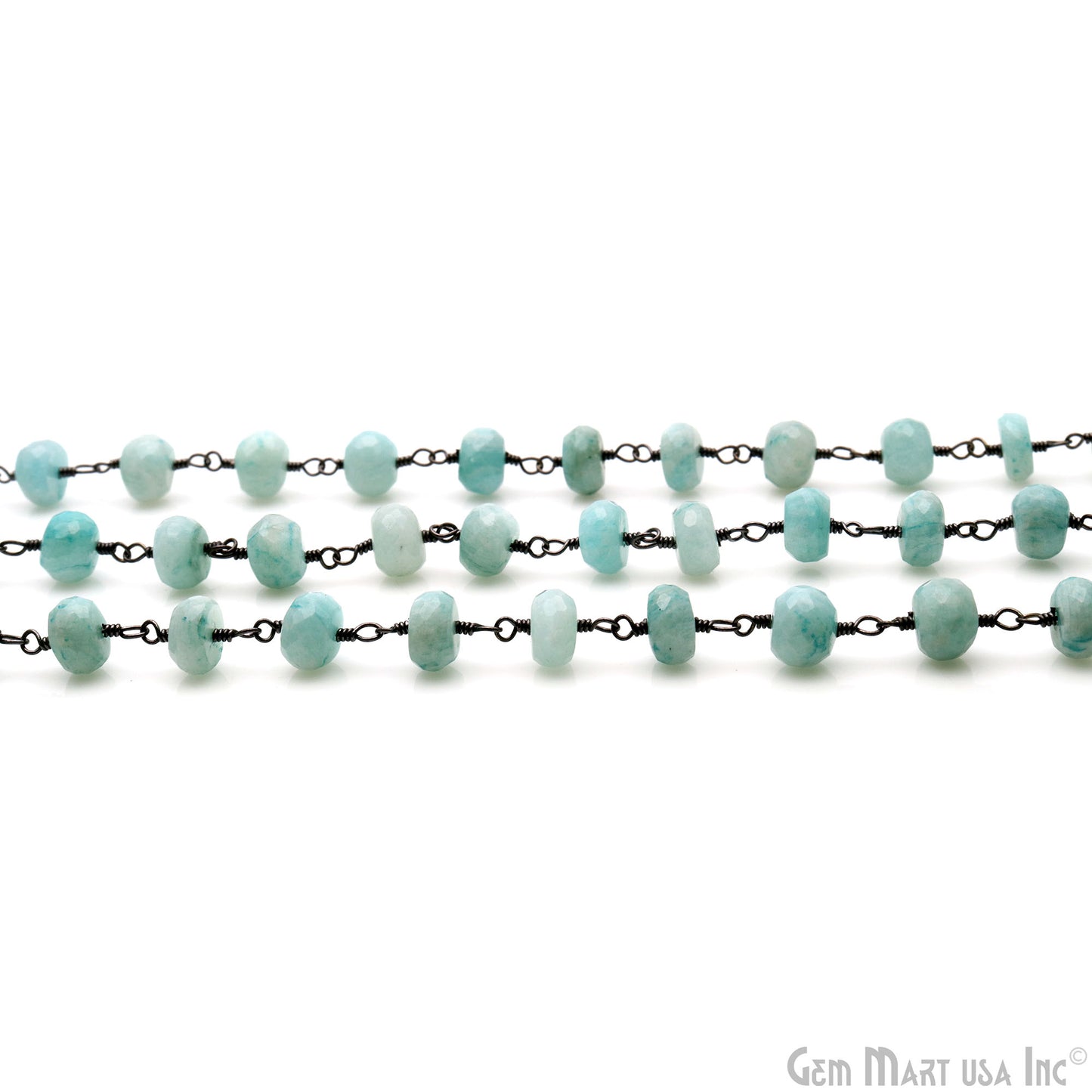 Amazonite Oxidized Wire Wrapped Rondelle Beads Chain (762817740847)