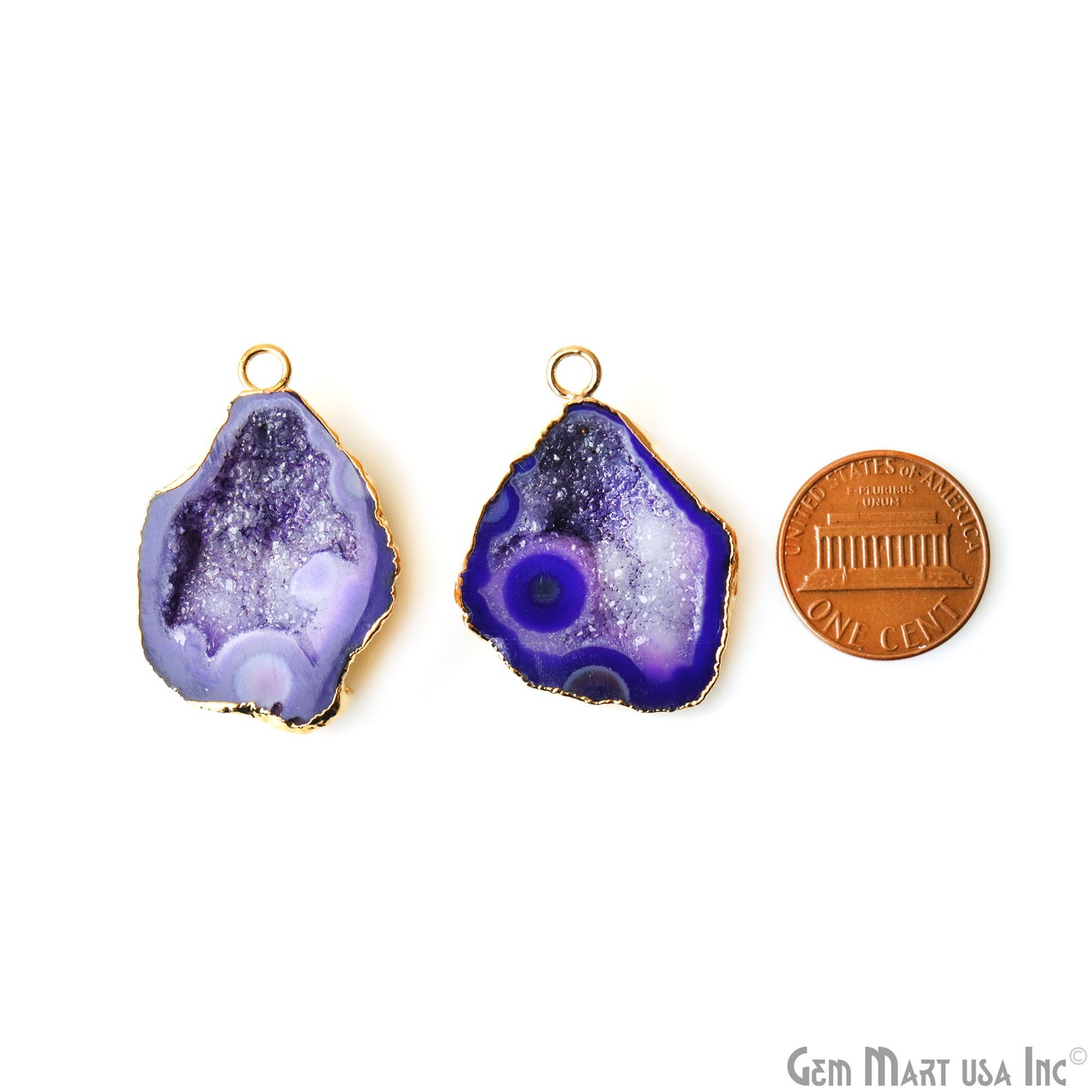 Geode Druzy 24x34mm Organic Gold Electroplated Single Bail Gemstone Earring Connector 1 Pair