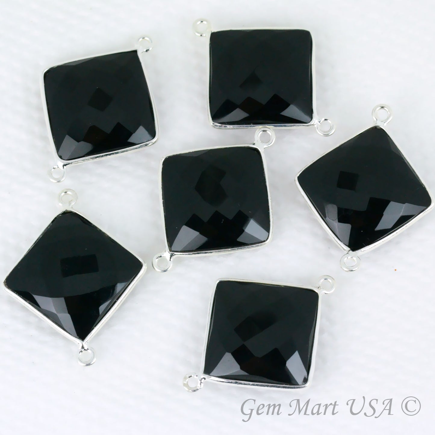 Square 16mm Double Bail Silver Bezel Gemstone Connector