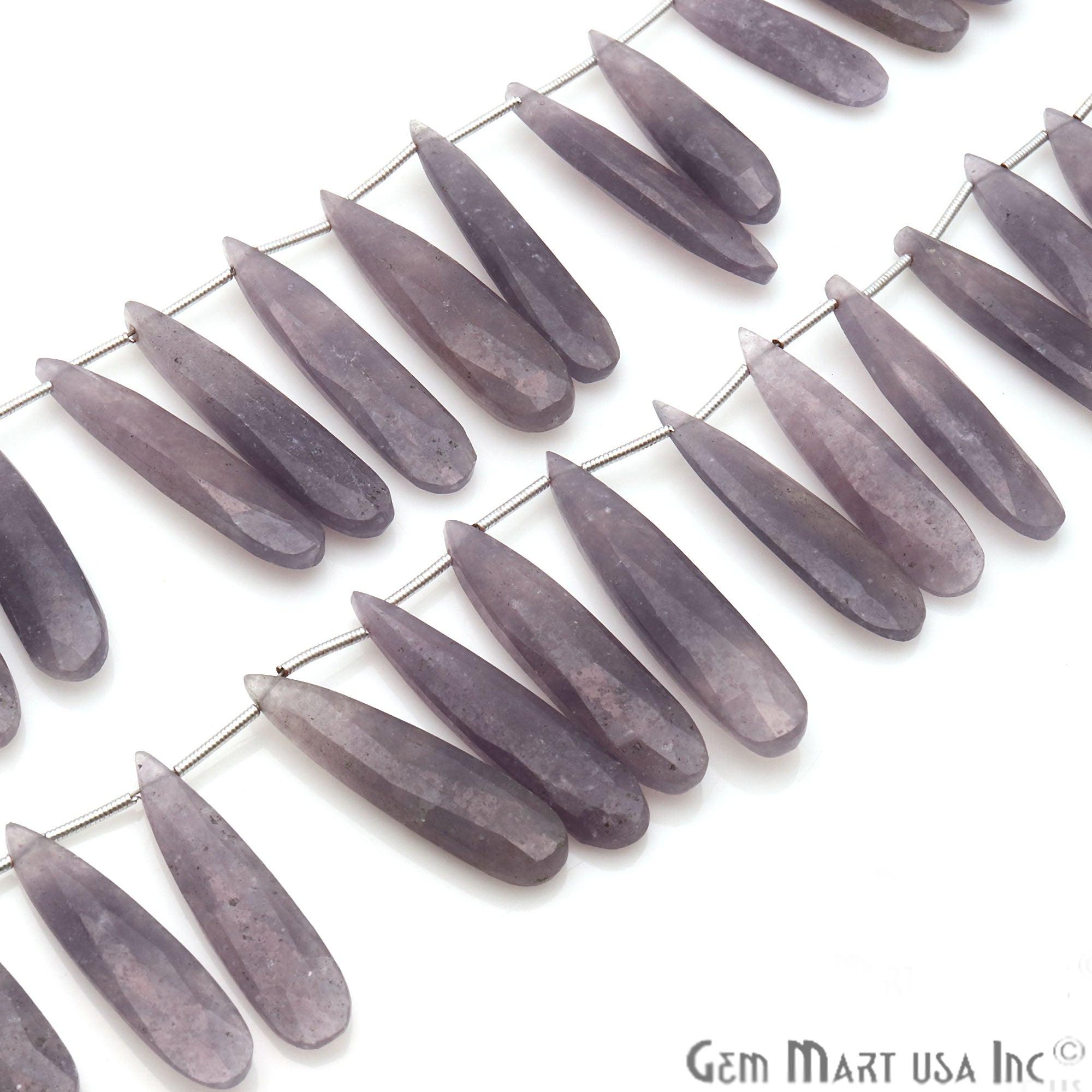 Lavender Quartz Pears 36x8mm Crafting Beads Gemstone Strands 8INCH - GemMartUSA